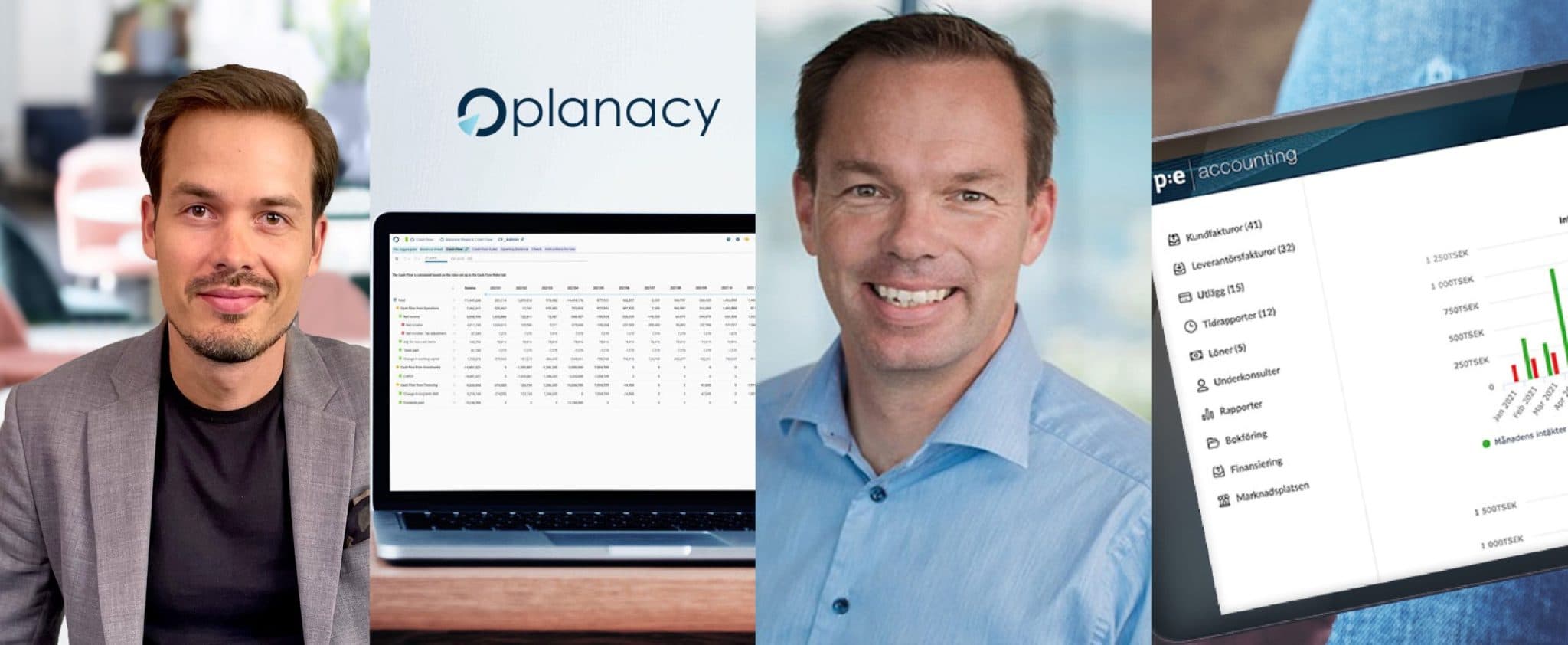 <p>Jimmy Stenqvist Evegård, vd på Planacy och Pontus Björnsson, vd på PE Accounting</p>