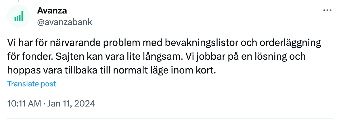 problem avanza