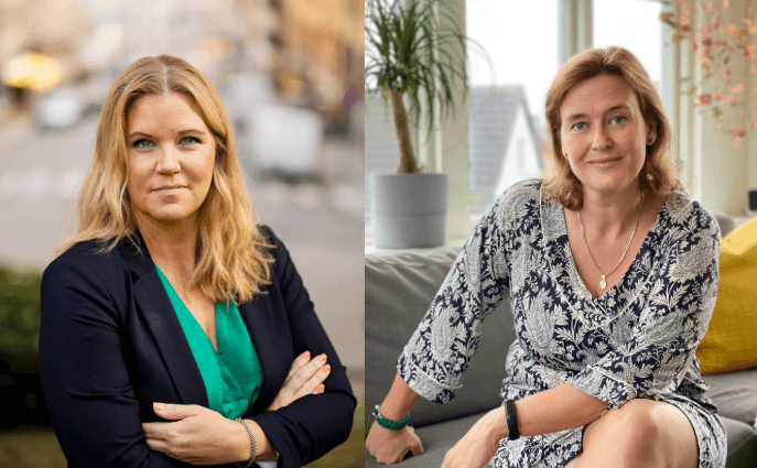 <p>Anja L Sundberg och Lisa Norén från Svenska Covidföreningen. Foto: Pressfoto/Montage</p>
