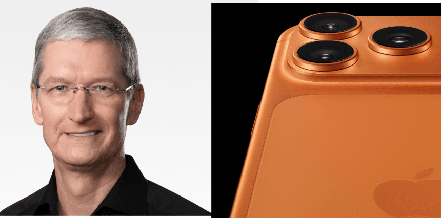 <p>Tim Cook är förväntansfull på julhandeln. Foto: Apple pressfoto/montage</p>