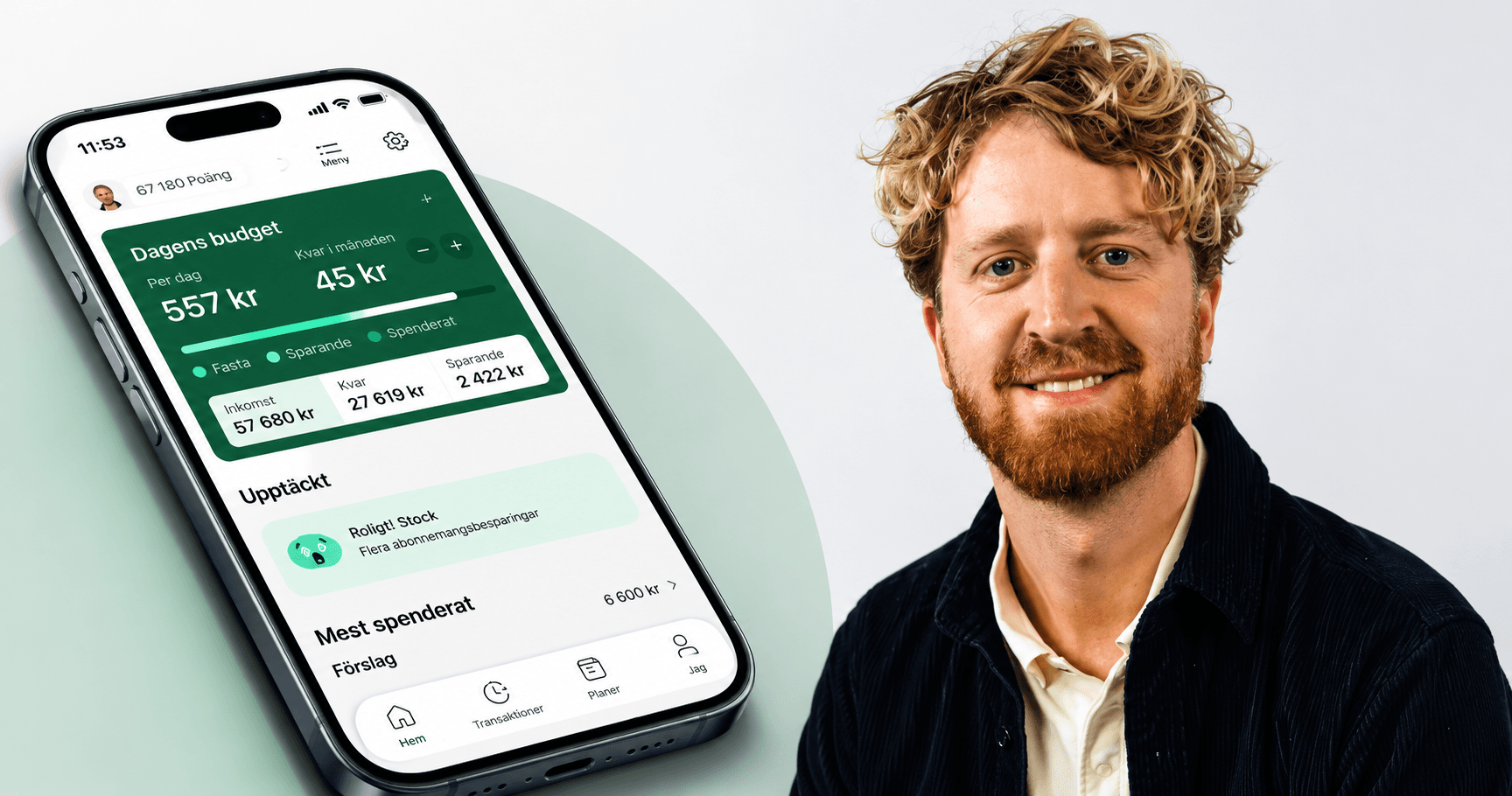 <p>– Många märker inte att ekonomin blivit sämre förrän det redan gått ganska långt, menar Olle Pettersson, grundare och vd för Haveton AB. Nu lanserar fintechbolaget ”Finton”, en ny ekonomiapp som hjälper dig att hålla din privatekonomi i schack. Foto: Finton. Montage: Finanstid</p>